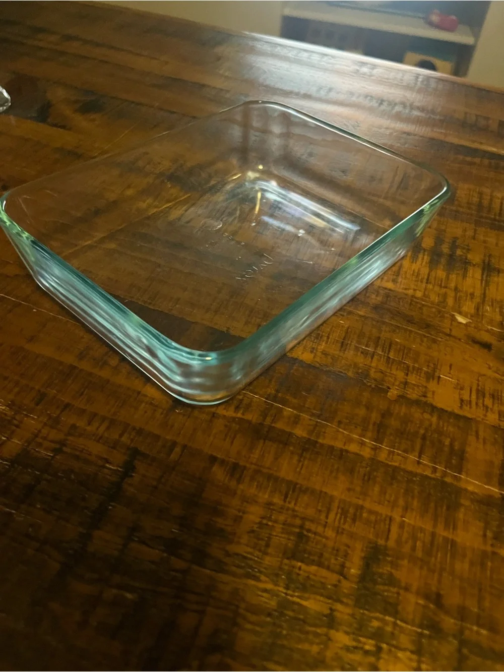 Pyrex Embossed Glass Marking with Gold Hue